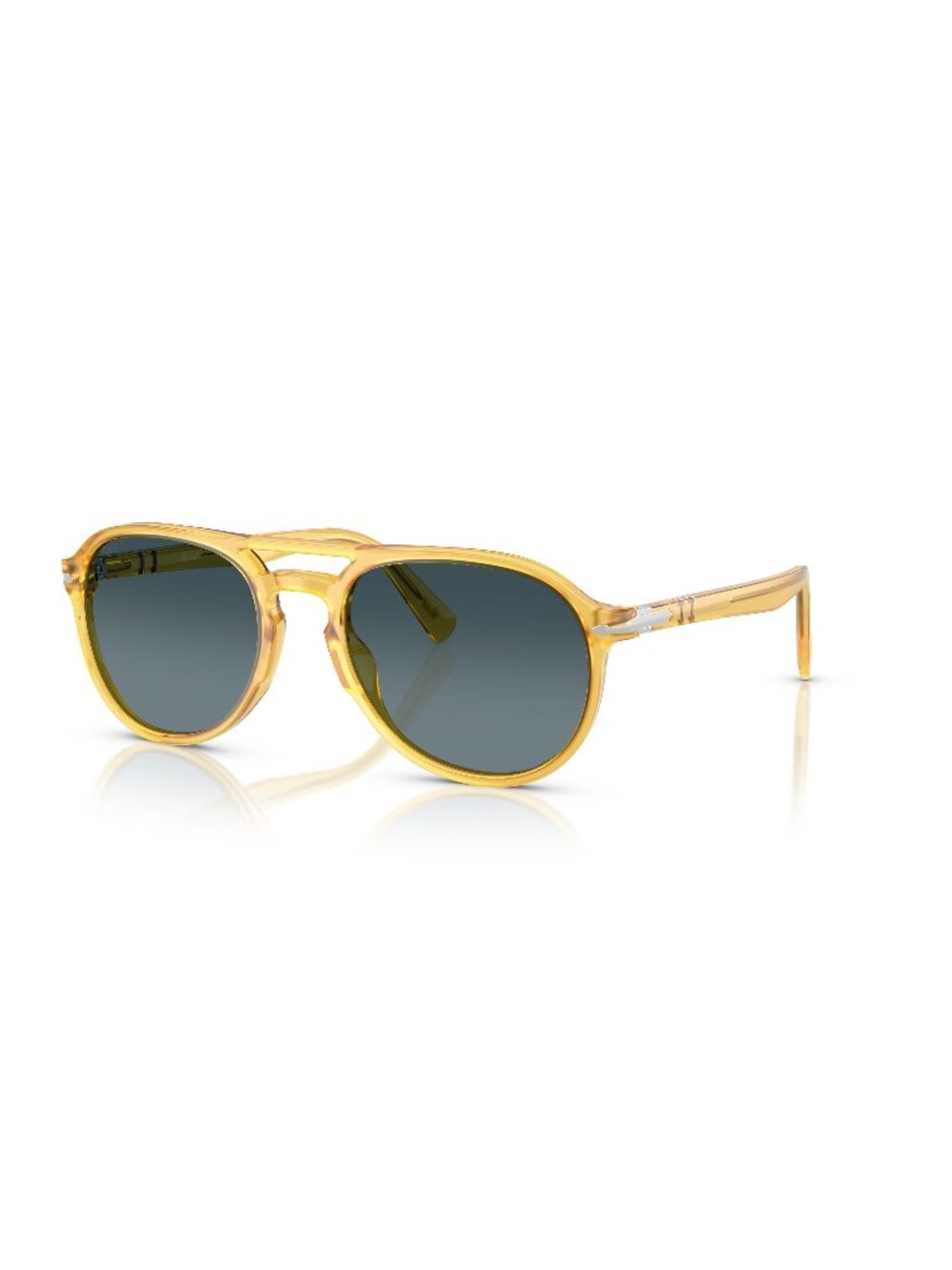 New Persol Unisex Sunglasses Brown Aviator Blue Lens Acetate Frame PO3235S 204